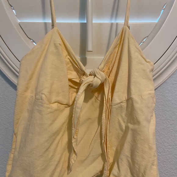Brandy Melville Yellow Tie Front Top - Picture 2 of 3